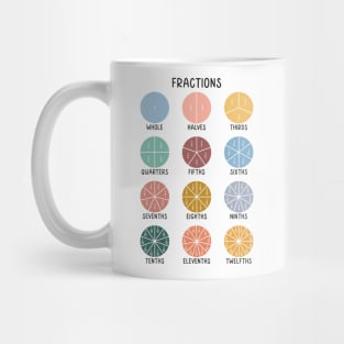 Math Fraction Wheels Educational Art in Muted Boho Rainbow Colors for Kids Mug